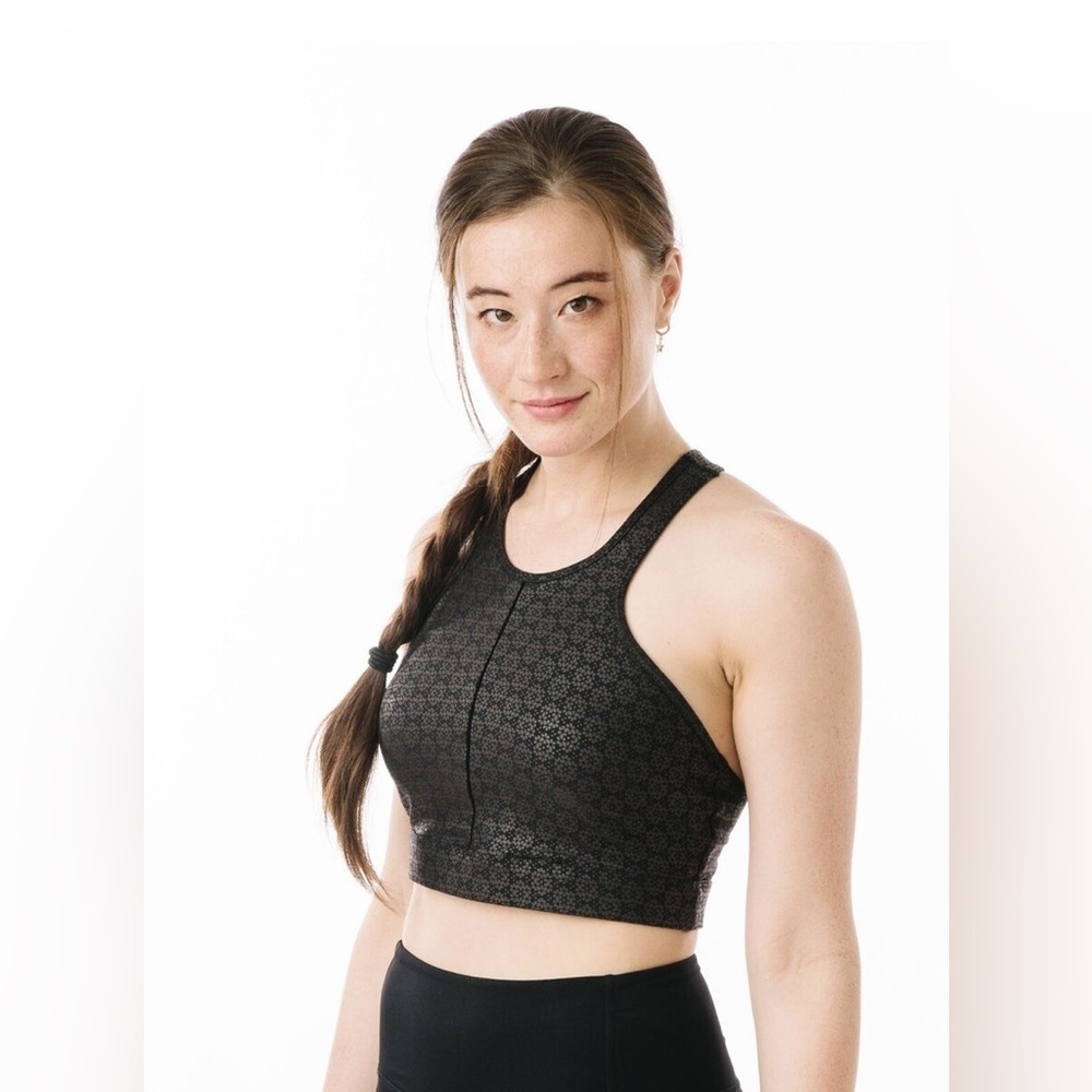 Zyia Active Black Flower Power Sports Bra Size M